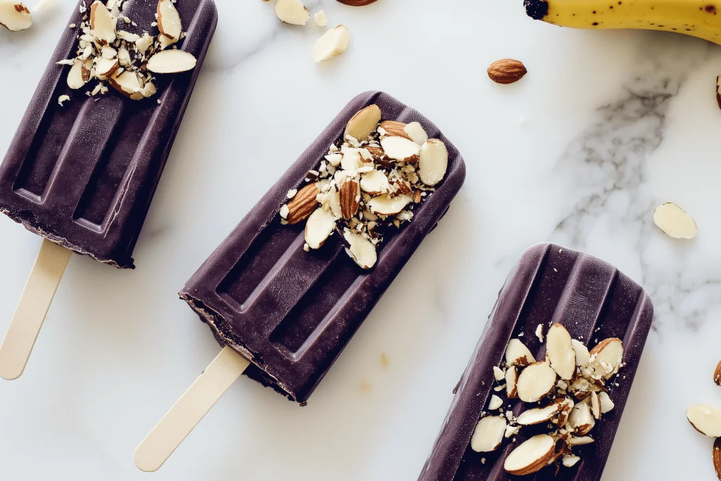 Bananen-Açaí-Schoko-Eis am Stiel