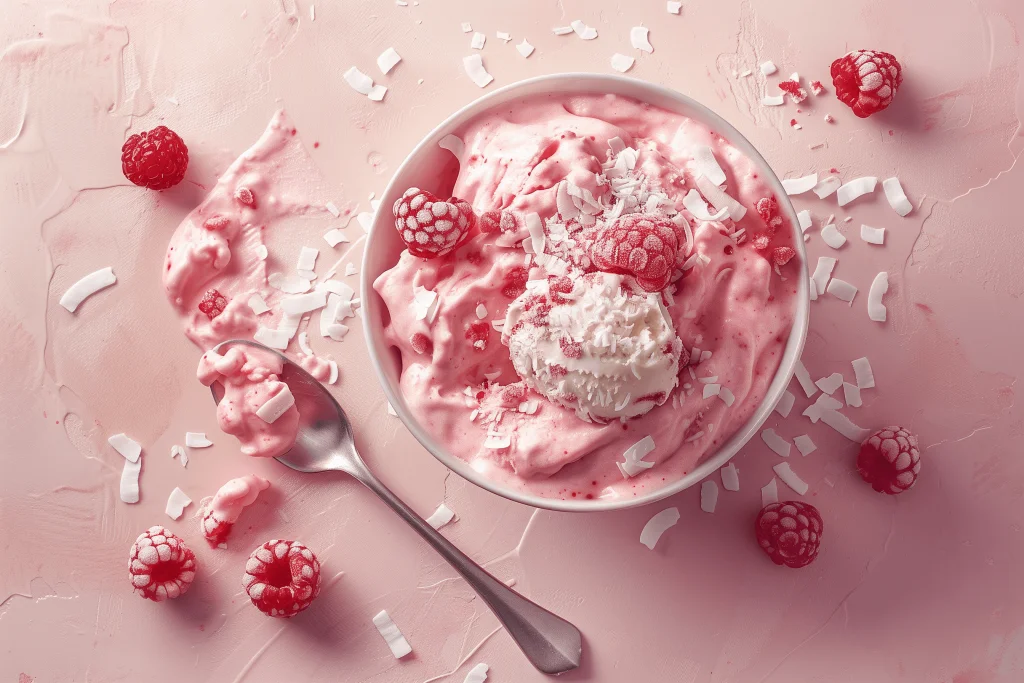 Coconut and Raspberry Nice Cream