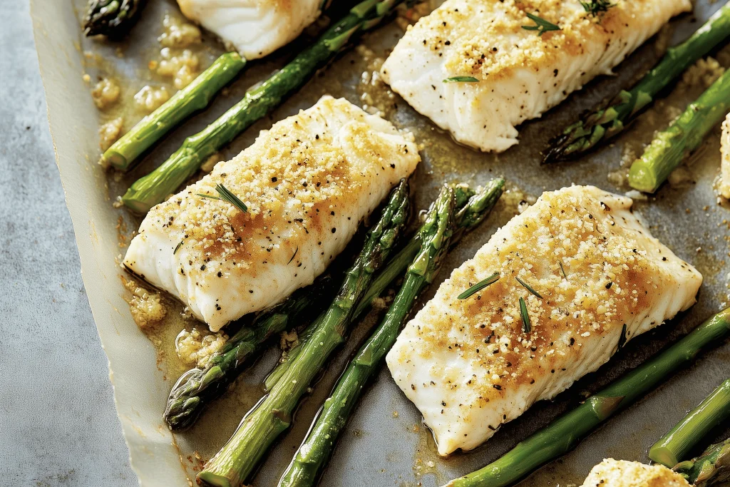 Sheet Pan Fish with Lemon Mayo Sauce
